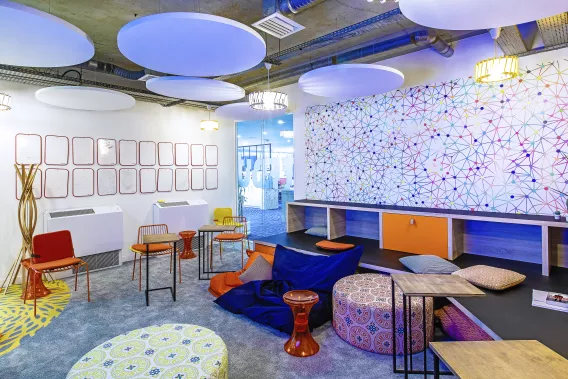view of a new design modular space at TF1 office
